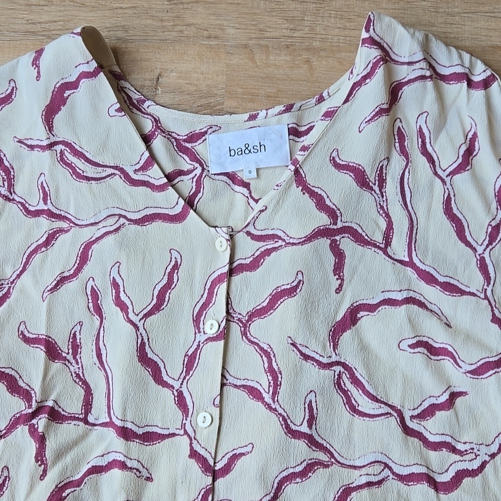ba&sh Clea Printed Crepe Blouse Sz 2 - Picture 4 of 11